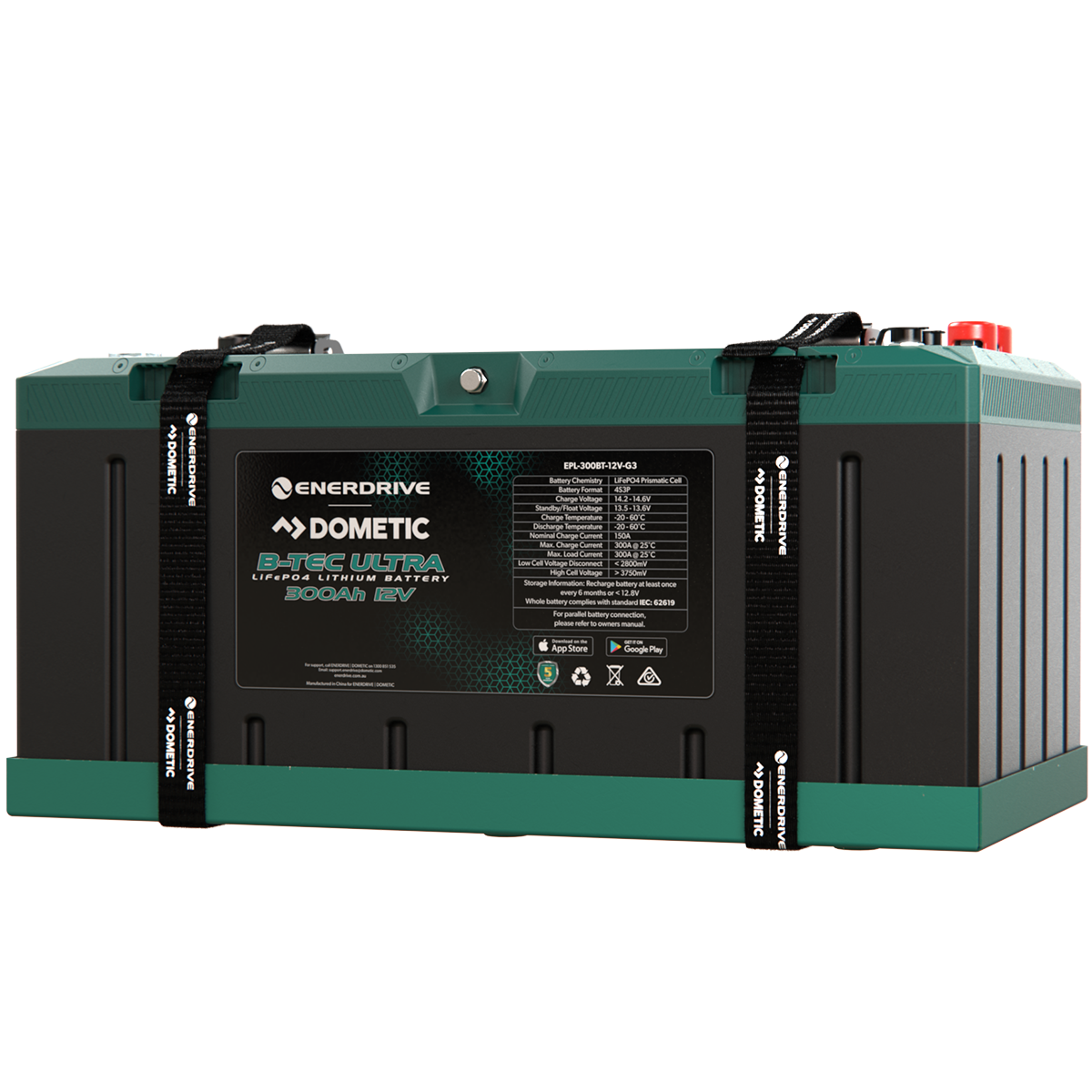 Enerdrive Dometic B-TEC Ultra 12V 300Ah IP67 lithium battery