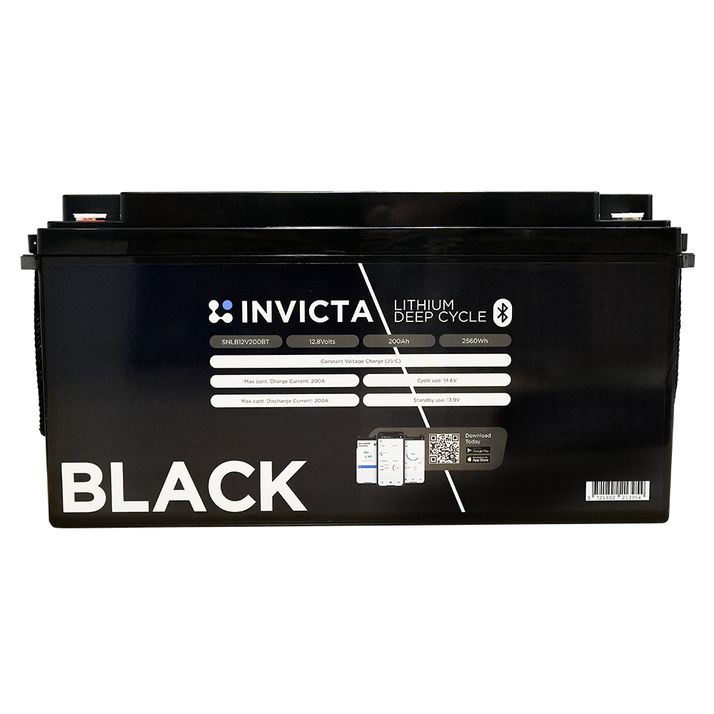 Invicta Black 300Ah LiFePO4 battery with Bluetooth, SKU SNLB12V300BT