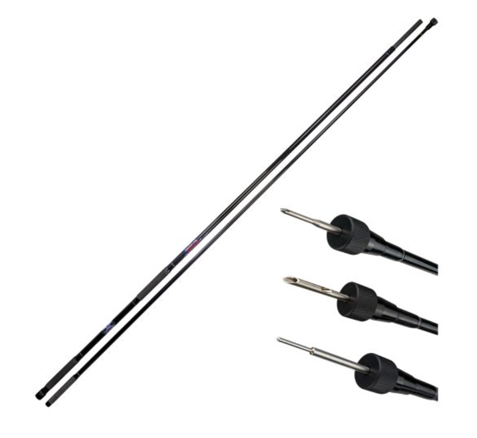 Reelax carbon fibre two-piece tag pole with three interchangeable applicators