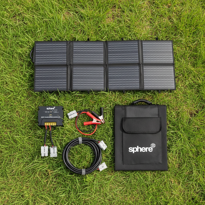 Sphere 200W Solar Blanket Kit with MPPT controller, extension lead, battery clips and carry bag